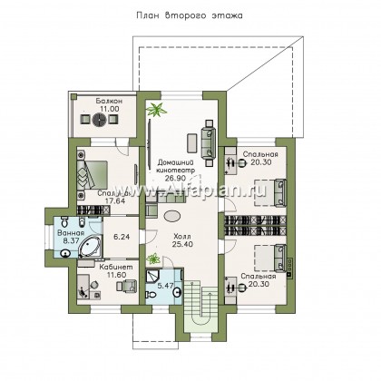 «Демидов» - проект двухэтажного дома из кирпича, с мансардой в чердаке - превью план дома