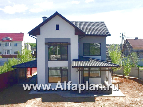 Проекты домов Альфаплан - «Каюткомпания» - экономичный дом для небольшой семьи с навесом для машины - превью дополнительного изображения №2