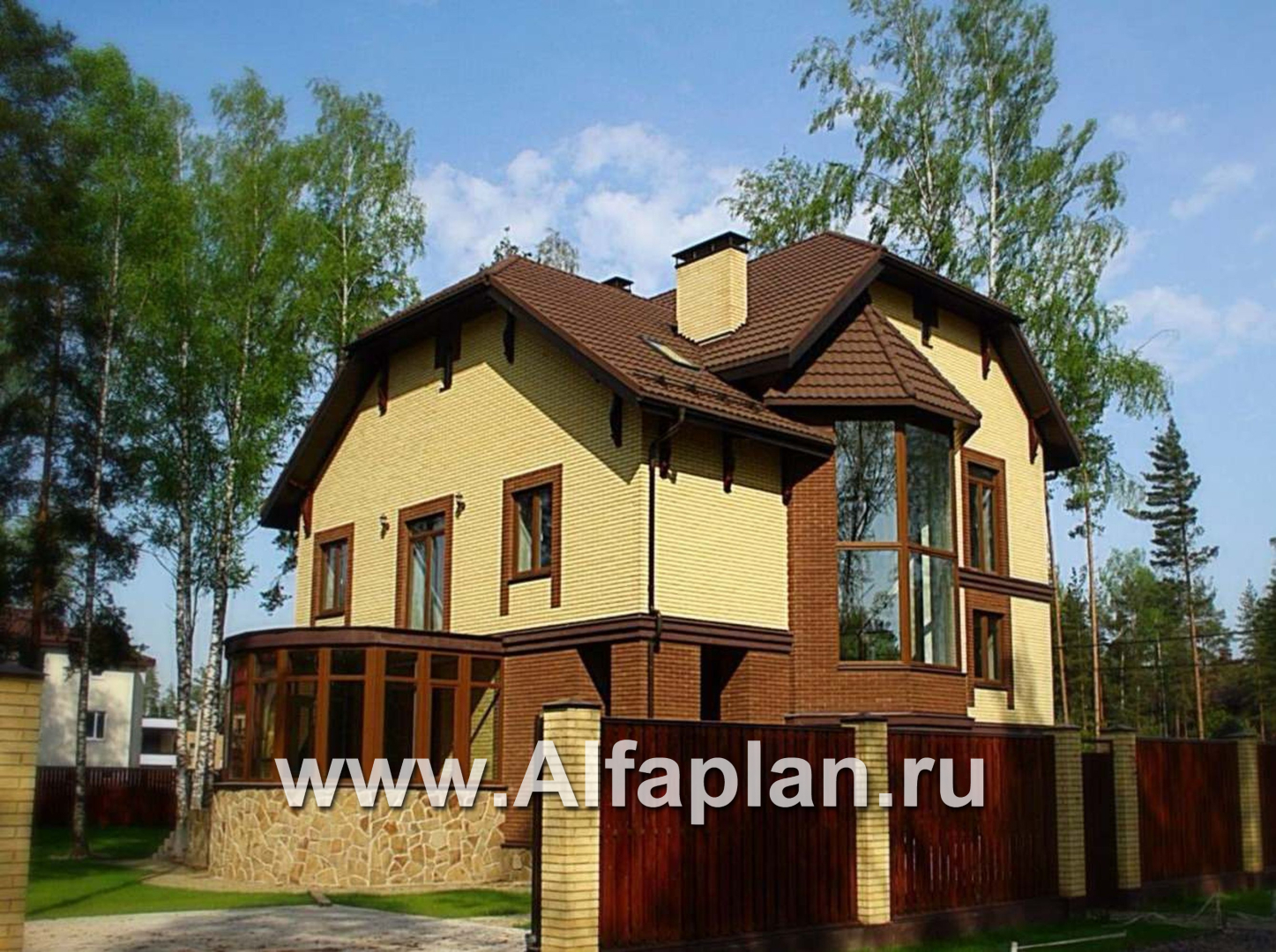 «Верона» - проект трехэтажного дома, с эркером и с верандой, с гаражом - дизайн дома №4