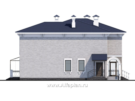 «Меньшиков» - проект двухэтажного дома, с террасой,вилла в стиле эклектика - превью фасада дома