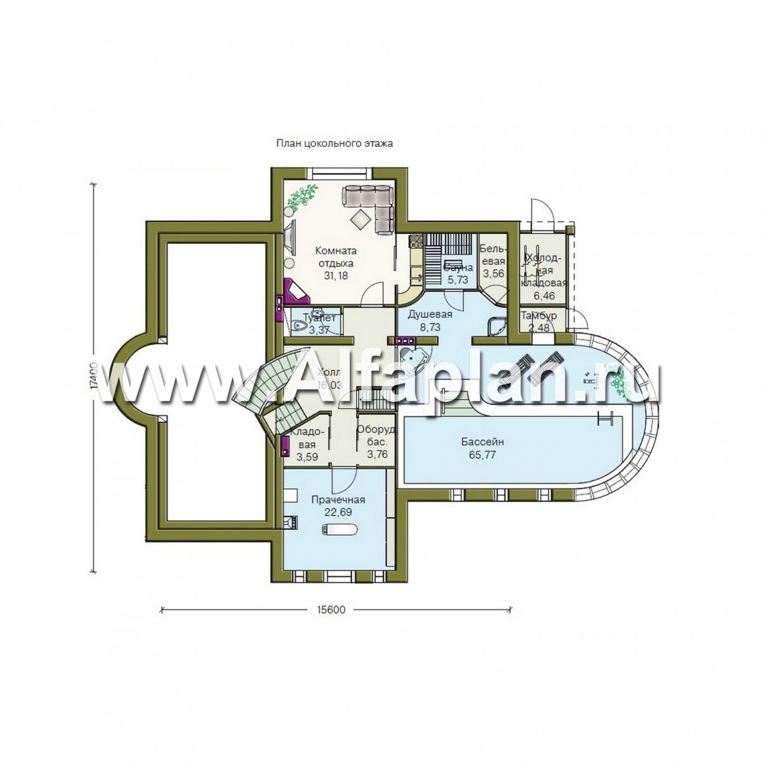 «ИДЕНТИФИКАЦИЯ» - проект роскошной современной усадьбы, планировка со вторым светом, с бассейном и сауной, с зимним садом - план дома