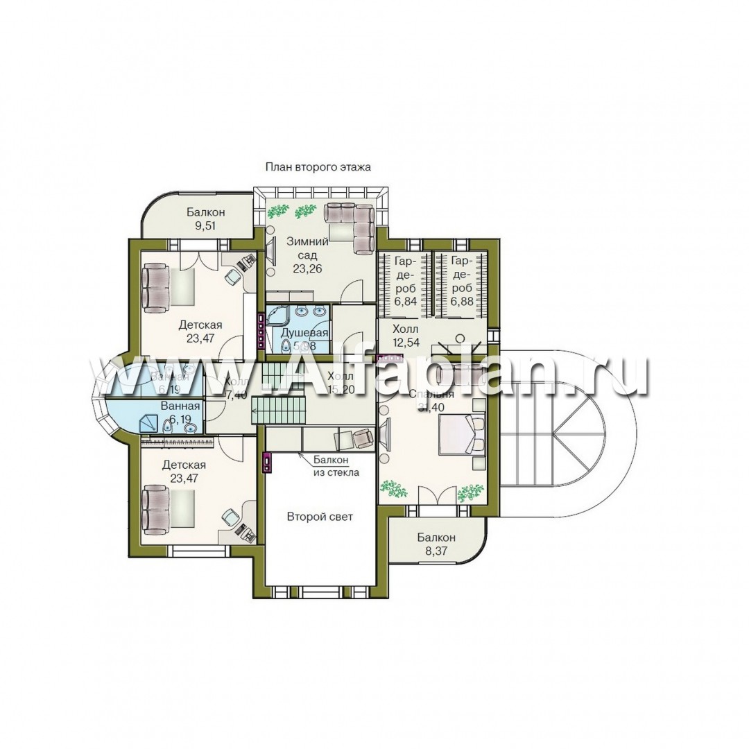 «ИДЕНТИФИКАЦИЯ» - проект роскошной современной усадьбы, планировка со вторым светом, с бассейном и сауной, с зимним садом - план дома