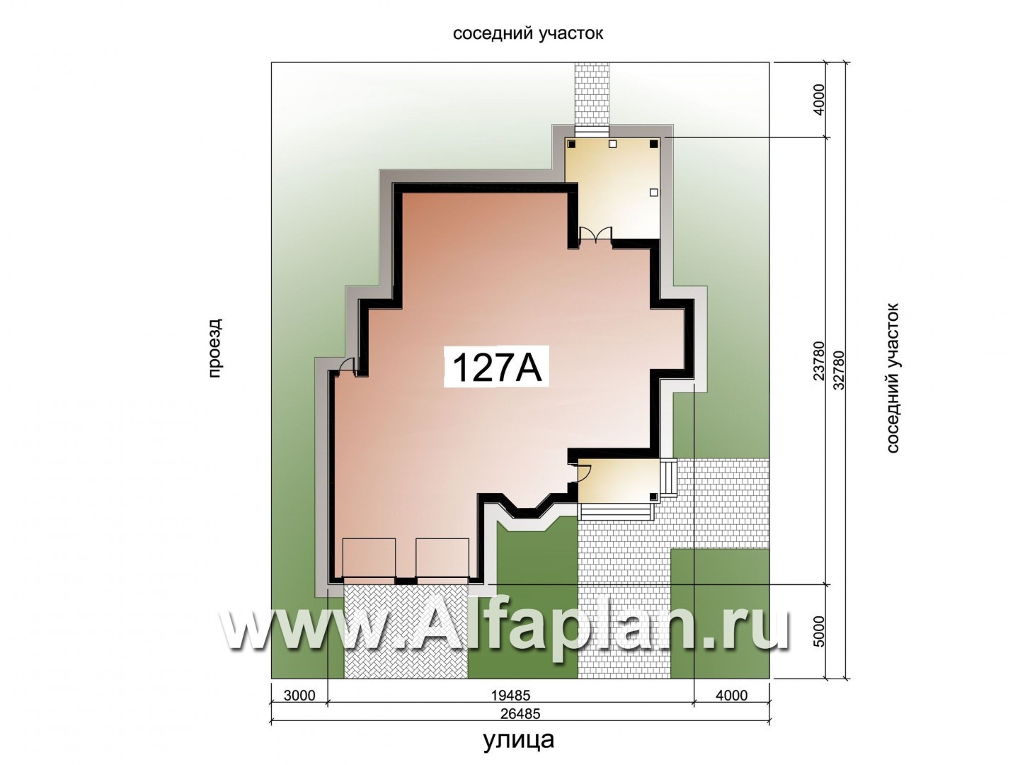 «Первый класс» - проект двухэтажного дома из кирпича, вилла, планировка со вторым светом и с эркером, с гаражом на 2 авто - дизайн дома №1