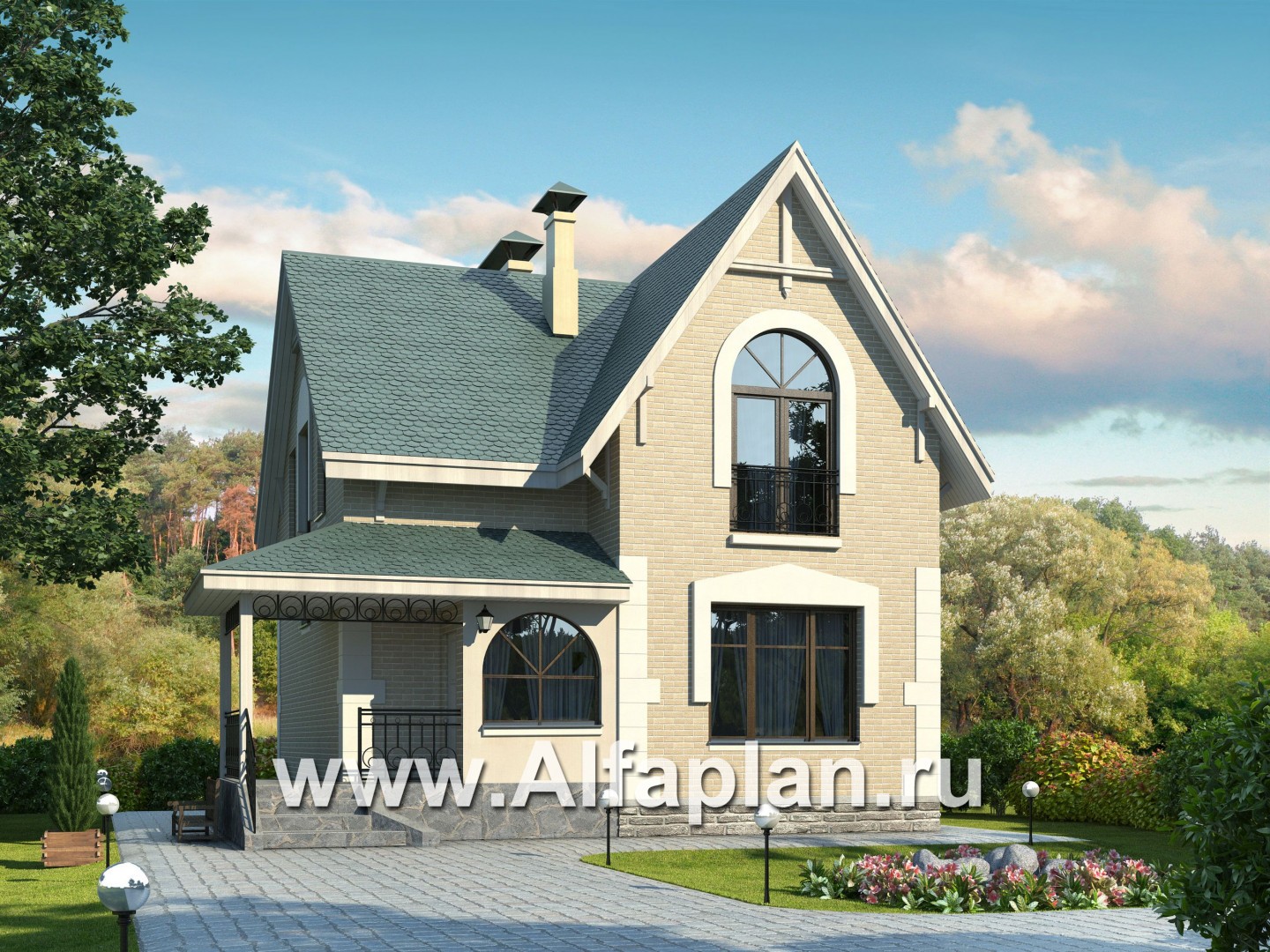 Проекты домов Альфаплан - Дом из газобетона «Оптима» для загородного отдыха - основное изображение