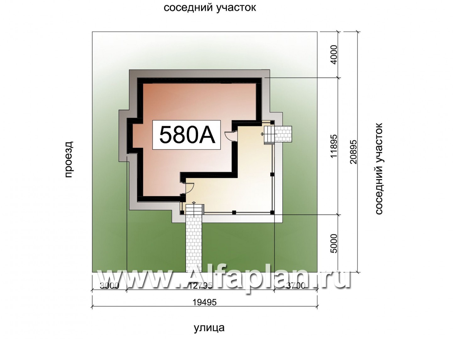 «Квантум» - современный двухэтажный дом, планировка с террасой и сауной, для углового участка - дизайн дома №1