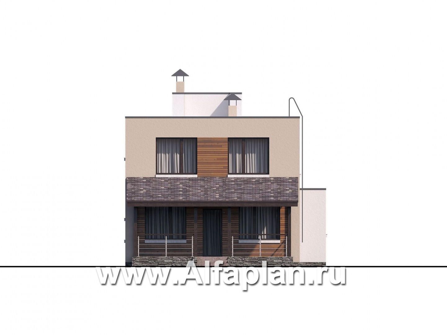 Проекты домов Альфаплан - «Рациональ» - компактный коттедж с плоской кровлей - изображение фасада №4