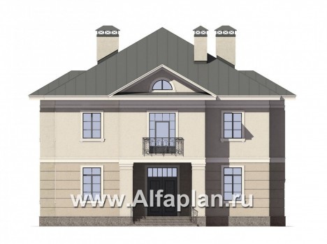 Проекты домов Альфаплан - Классический двухэтажный коттедж - превью фасада №1