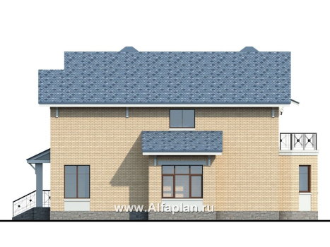«Дженни Врен» - проект двухэтажного дома из кирпича с фото, планировка с  эркером и сауной, в русском стиле - превью фасада дома