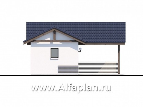 Проекты домов Альфаплан - Навес-стоянка для машин с небольшой кладовой - превью фасада №3